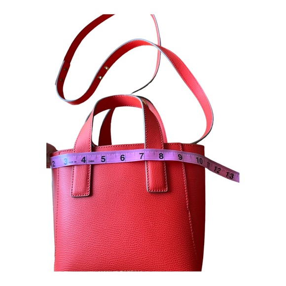 Loeffler Randall Ribbon Mini Leather Shopper Persimmon Red Convertible Crossbody - Picture 15 of 16
